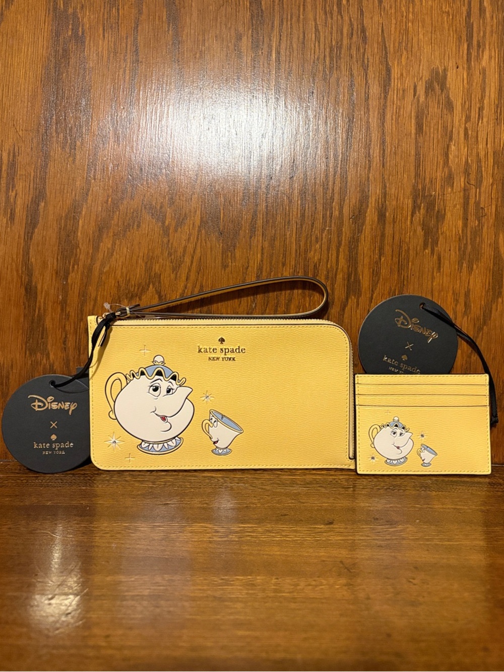 NWT-Disney x Kate Spade-SET-Beauty & Beast-Zip Wristlet & Small Card Holder-$288